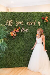 Artificial grass backdrop for party